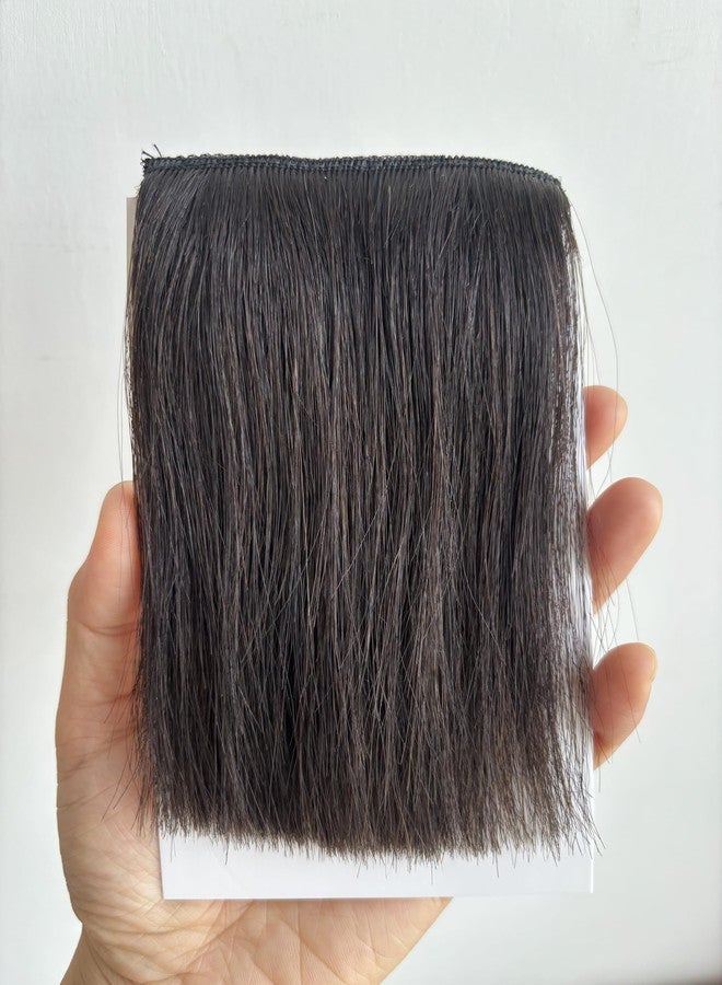 FEIPRO Real Human Hair Silky Straight Short Hair Extensions Volume Insert Clip Natural Invisible Lady Parts Frontal Bangs Toppers for Women Men Thinning Hair Short Hair 4"#1B Natural Black - Image 5